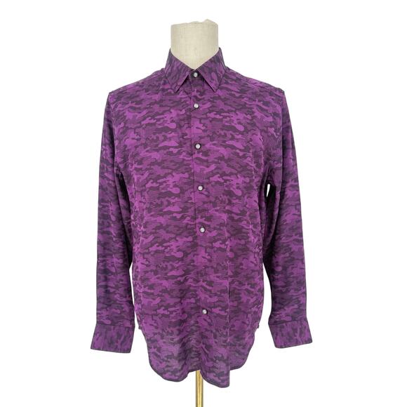 Robert Graham Woven Button Front Long Sleeve Shirt Glory Days Dark Purple  M - Picture 9 of 9
